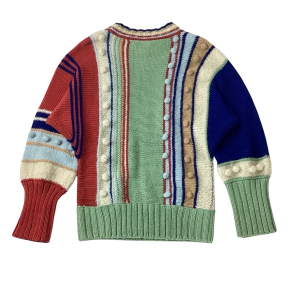 BATSHEVA Size M Sweater Colorblock Striped Bauble Pullover Jumper Chunky Knit - Picture 4 of 8